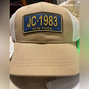 J. Crew Tan and White Mesh Cap